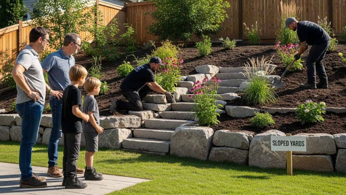 sloped yard landscaping