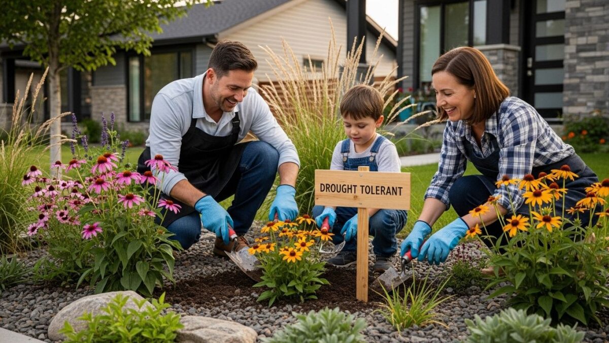 drought tolerant landscaping Calgary family