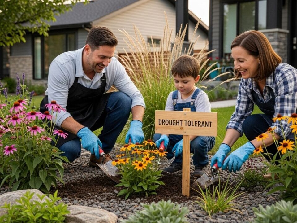 drought tolerant landscaping Calgary family