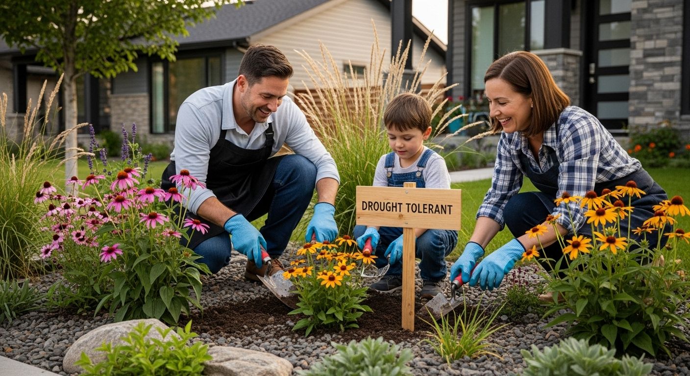 drought tolerant landscaping Calgary family