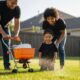 lawn fertilizing family spring