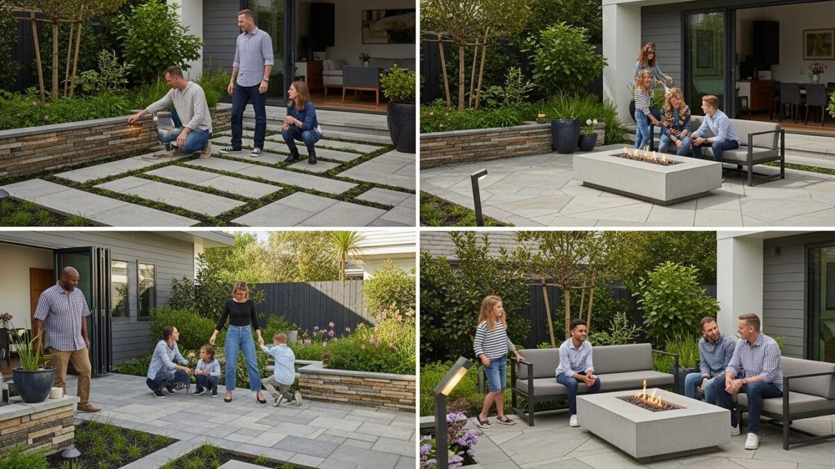 modern hardscape, outdoor living, sustainable landscaping